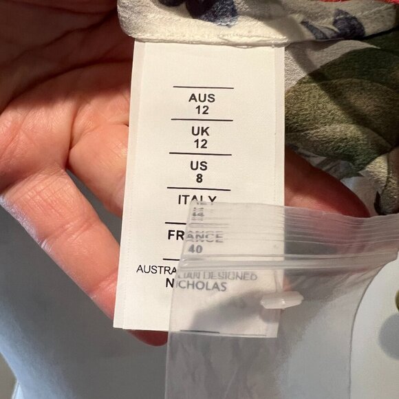 NWT Nicholas Floral Print 100% Silk Belle Ruffle Long Sleeve Blouse, Size 8 - Picture 15 of 16